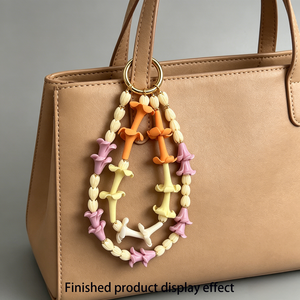 Hawaiianische Handgefertigte Tonblumen- & Harzperlen-Taschenkette, Boho Urlaubs-Taschenanhänger für Frauen - Product Image 6
