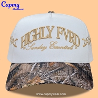 Topi Baseball 5 Panel Custom Logo Wanita Pria, Model Crown Sedang-Tinggi, Brim Melengkung, Topi Frame, Topi A-Frame, Snapback Suede