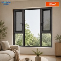 Ventana Interior Abatible de Aluminio, Diseño de Marco Delgado con Rotura de Puente Térmico para Dormitorio Moderno