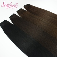 Mèches de cheveux vierges Remy à double trame, 100% cheveux humains, trame machine, noir naturel