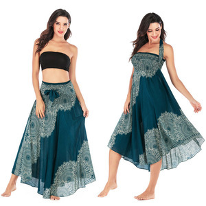 <strong>Boho</strong> <strong>Skirt</strong> Midi Dress Floral Print Loose Flowing Summer Travel Hippie Yogi Two Wear Belly Dance Festival Long Maxi <strong>Skirt</strong> - Product Image 4