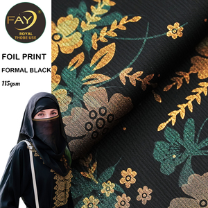 Tissu Abaya à motif floral en polyester 100% résistant aux plis de haute qualité avec impression sur feuille pour les filles musulmanes sur <span class=keywords><strong>Tik</strong></span> <span class=keywords><strong>Tok</strong></span> - Product Image 1