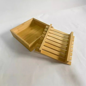 Plateau de service en bambou 20x20x5,5cm, plateau à nourriture en bois massif pour la restauration et la présentation de sushis - Product Image 1