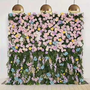 Pannello Floreale 8x8 piedi con Rose <span class=keywords><strong>Rosa</strong></span> Artificiali in Seta <span class=keywords><strong>e</strong></span> Foglie Verdi, Sfondo Floreale da Appendere, Muro di Fiori <span class=keywords><strong>Rosa</strong></span> <span class=keywords><strong>e</strong></span> Verde - Product Image 6