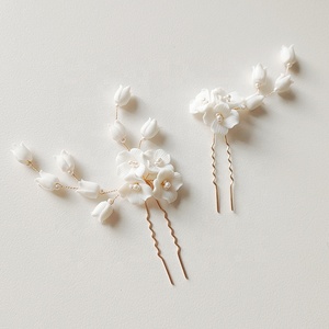 Ensemble d'épingles à <span class=keywords><strong>cheveux</strong></span> en céramique faites à la main pour femmes, accessoires <span class=keywords><strong>de</strong></span> coiffure pour <span class=keywords><strong>mariage</strong></span>, printemps, été - Product Image 1