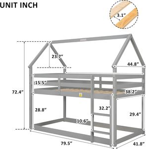 Meubles pour enfants Cadre de lit en bois massif avec rail de sécurité et échelle - Product Image 5