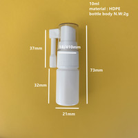 BPA Free 10ml 20ml 30ml 50ml 60ml PET HDPE Medical Oral Throat Spray Bottle with Long Nozzle