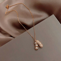 Collier BINSHUO Hiphop en laiton plaqué or 14 carats avec pendentif perle cacahuète pour anniversaire