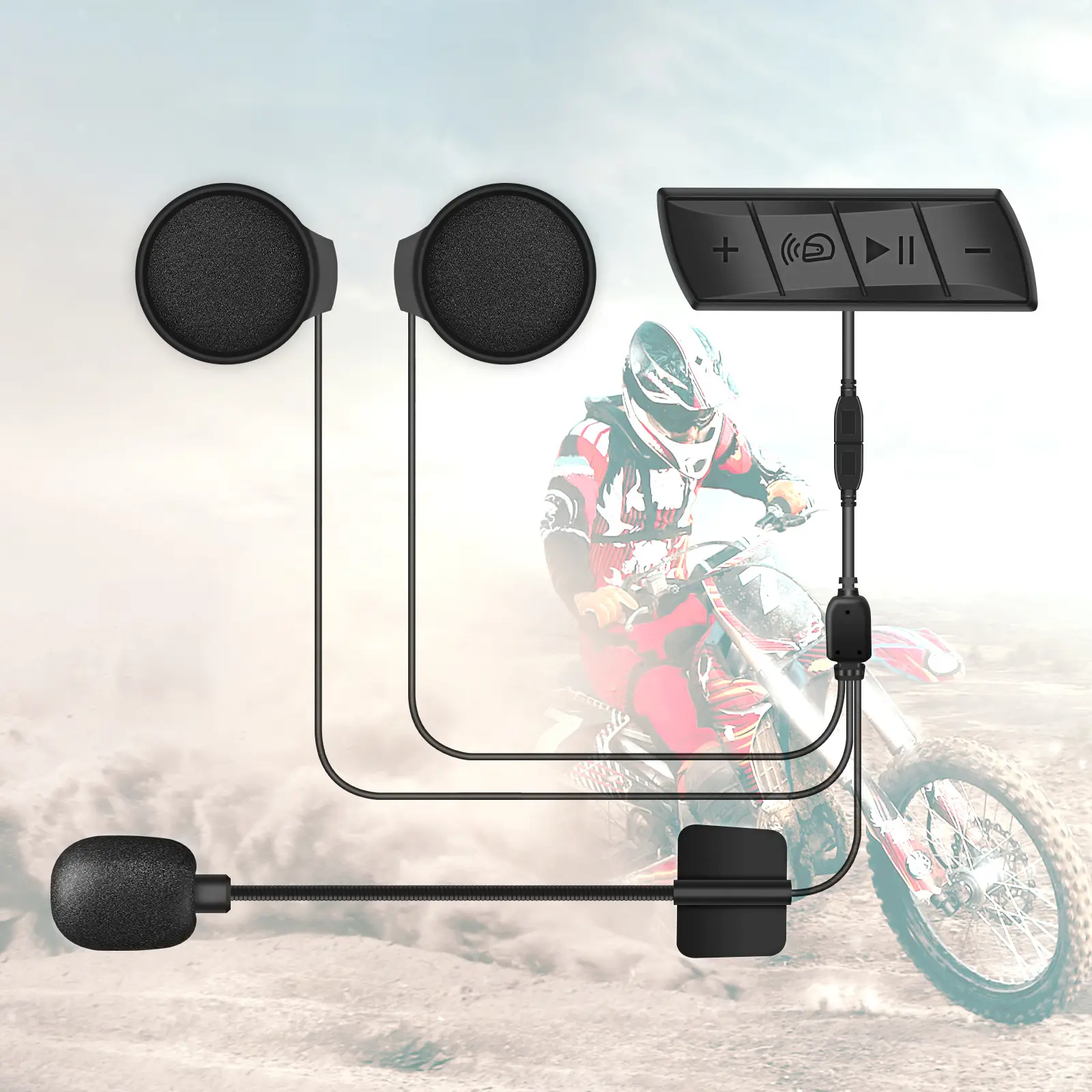 Helm Motor Tahan Air BT Headset M7 FM Radio Moto Handsfree Nirkabel Headphone Musik Speaker Earphone Jawaban Otomatis