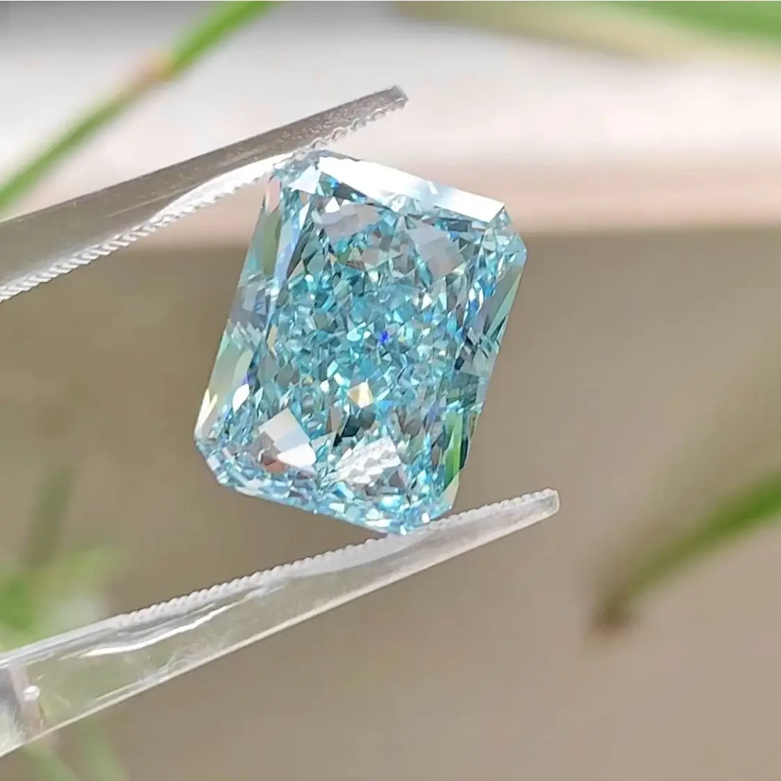 Fancy Intense Groenachtig Blauwe Kleur Igi Gecertificeerd Stralend Gesneden 9.08ct Lab Geteelde Diamant Voor Sieraden