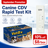 Kit de test rapide de l'antigène du virus de la maladie de Carré chez le chien (CDV) – Dispositif de diagnostic vétérinaire à l'or colloïdal – Kit de fourniture