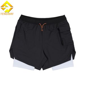 Personnalisé 2-en-1 Double Couche <span class=keywords><strong>Combi</strong></span>-<span class=keywords><strong>Short</strong></span> Pantalon à Cinq Points Hommes Casual Solide Motif Sportswear Gym Running Shorts Style Cargo - Product Image 4