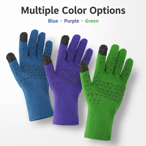 Gants imperméables d'extérieur, compatibles écran tactile, antidérapants, coupe-vent, en tricot bleu pour activités hivernales - Product Image 5