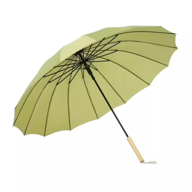 Gerader Regenschirm hölzerner Griff für Regen 23 Zoll 16 K neuer langer Regenschirm mit Logodruck Regenschirm