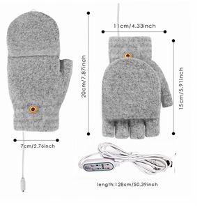 Gants de ski chauffants USB pour hommes et femmes Mitaine d'hiver avec chaleur demi-doigts pour les utilisateurs d'ordinateur portable Conception sans doigts - Product Image 3