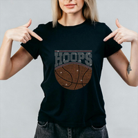 Transfert thermique personnalisé Bling pour T-shirts : motif strass basketball