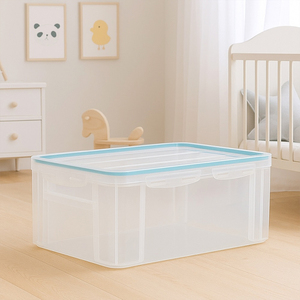 Jumbo 30L Clear Airtight Sealed Baby <b>Clothes</b> Storage <b>Box</b> Stackable Plastic Organizer for Nursery Wardrobe Bulk Toy Storage - Product Image 4