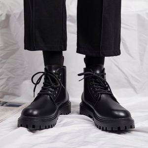 Bottes de travail pour hommes imperméables, style britannique, à semelle épaisse, montantes, rehaussantes et simples - Product Image 4