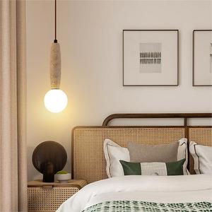 โคมไฟห้อยเพดานสไตล์วาบิซาบิแบบญี่ปุ่น ทำจากหินอ่อนสีเหลือง สายไฟยาว โคมไฟข้างเตียง โคมไฟตกแต่งพื้นหลัง โคมไฟระย้า - Product Image 6