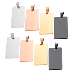 Plaques rectangulaires vierges en acier inoxydable 20x40mm pour gravure, pendentifs d'identification métalliques pour bijoux personnalisés DIY, vente en gros - Product Image 2