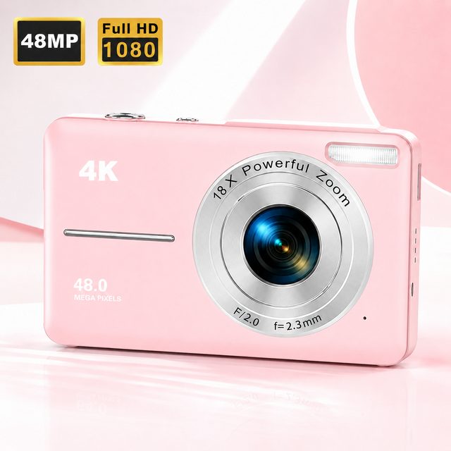 Vlog Recording Digital Camera for Student Beginners - 4K Rechargeable Battery, Smile Capture, Portable DC02s Digital Cameras