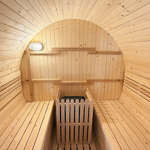 6-Person Wholesale Barrel Sauna Room Outdoor Sauna Red <strong>Cedar</strong>/Hemlock Solid <strong>Wood</strong> Sauna with Brown Glass Door - Product Image 2