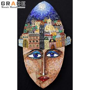 Série abstraite de luxe 3D feuille verre fritte mosaïque murale carrelage salle d'exposition œuvre mur belles peintures à la main mosaïque Puzzle - Product Image 3