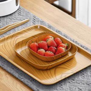 Plato de plástico imitación madera para aperitivos, tartas, frutas, sushi, desayuno, frutas secas, plato para restos, juego de vajilla - Product Image 4