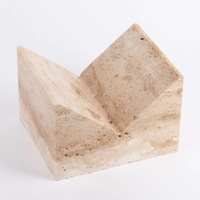 STONEKOCC Serre-livres modernes gravés en travertin beige, pierre naturelle, décoration de luxe pour vitrine en marbre
