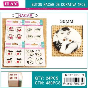 Ilan Bottone Decorativo in Madreperla 30mm Confezione da 4 Pezzi - Product Image 3