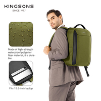 Tas Ransel Laptop Bisnis Kantor Kingsons Tahan Lama 1000D Polyester PU 20.5L Muat Notebook 15.6 Inch Daypack