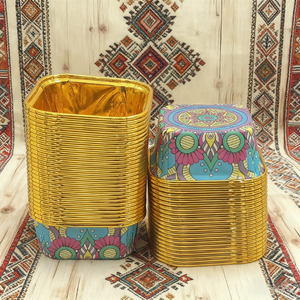 Meilleures ventes de moules à <span class=keywords><strong>pâtisserie</strong></span> jetables Beigu, style bohème, bord doré, carrés, personnalisables, gobelets en papier pour gâteaux et muffins, four - Product Image 2