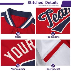 Custom Varsity Baseball Jacket Personalized Stitched <b>Name</b> Number Unisex Adult Autumn Preppy Style Breathable Turn-down Collar - Product Image 3