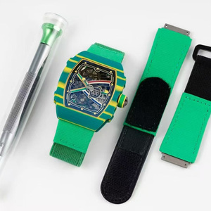 Ultra-thin carbon fiber <b>automatic</b> mechanical men's watch 67-02 with nylon strap and dedicated screwdriver - Product Image 4