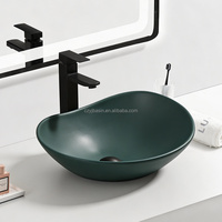 Vasque artistique en céramique Yingjie Pebble, forme organique, émaillée cristal, sans trop plein, à poser sur comptoir, pour salle de bain design, vente en gros