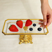 Noordse Licht Luxe Gouden Metalen Fruit Schaal Glazen Snack Schaal Metalen Ambachtelijke Tafeldecoratie Aanpasbaar Binnenhuisdecoratie