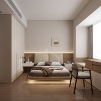 Ensemble de meubles de chambre à coucher de style moderne, personnalisable, grand format, incluant lit inclinable et extensible, armoire et bureau avec rangement