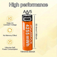PUJIMAX 4 pièces/ensemble longue durée AA 1.5V batterie Lithium-ion Rechargeable AA batterie USB C rechargeable pour appareil ménager