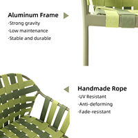 Artie Rope Woven Chaise de salle à manger d'extérieur empilable avec cadre en aluminium Patio extérieur Terrasse de jardin Villa Mobilier de restaurant