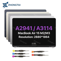 MacBook Air A2941 A3114 Layar LCD IPS 15-Inci Perakitan Pengganti Layar Penuh Perak Starlight Abu-abu Ruang Angkasa Midnight