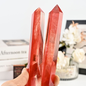 Torre de Cristal de Cuarzo Rojo Fundido, Columna de Cristal Artificial con Energía Positiva y Armonía, Otras Artesanías de Cristal - Product Image 2