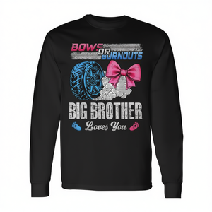 Burnouts Or Bows Big Brother Loves You Gender Reveal T-shirt à manches longues - Product Image 2