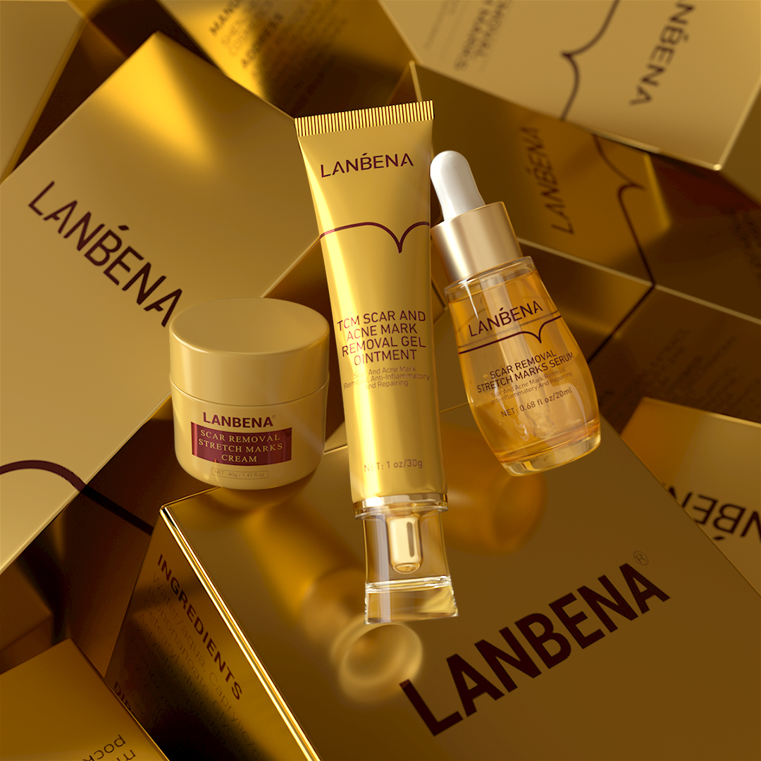 LANBENA tcm прыщи для лица, акне, шрам, Удаление следов, восстановление, уход за кожей, крем, удаление сыворотки, 3 бутылки