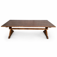 Table de ferme moderne et traditionnelle en bois massif durable avec pieds en X pour usage extérieur, hôtels et restaurants, style ferme