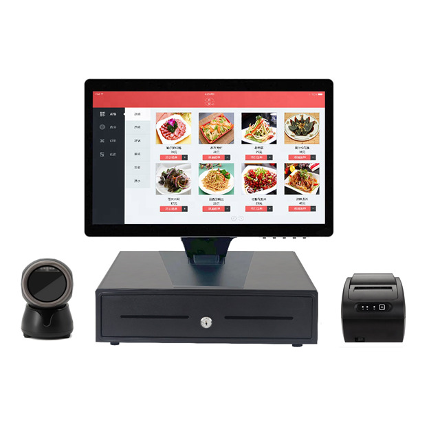 AIO 15.6" Android Kiosk POS Touch Screen Monitor with 80mm Thermal Printer QR Code Scanner Touchscreen Monitors for POS System