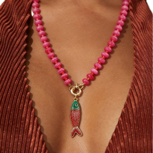 Collier bohème coloré en résine perlée avec pendentif poisson, style vacances, bijoux ras-du-<span class=keywords><strong>cou</strong></span>, vente en gros REACH - Product Image 1
