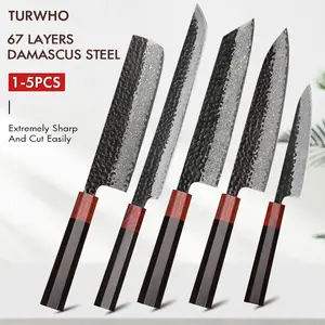 Wholesale Classic Damascus steel 5pcs Japanese Kitchen Chef Knife Set