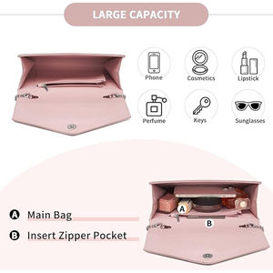 Pochette de soirée pour femme, sac à main de mariage avec chaîne amovible, option épaule et bandoulière - Product Image 3