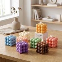 Bougie miniature personnalisée en cire de soja, bougies Rubik's Cube, couleurs bonbons, huile parfumée, fabrication artisanale, moderne, pour les fêtes