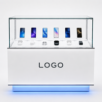 Maßgefertigte Kommerzielle Handy-Vitrine mit Glasabdeckung und LED-Beleuchtung für Elektronikgeschäfte und Einzelhandelsausstattung